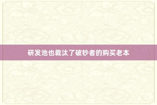研发池也裁汰了破钞者的购买老本